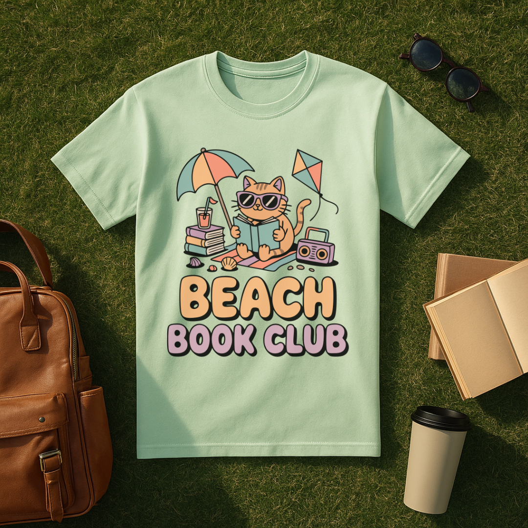 Beach Book Club Cat T-Shirt
