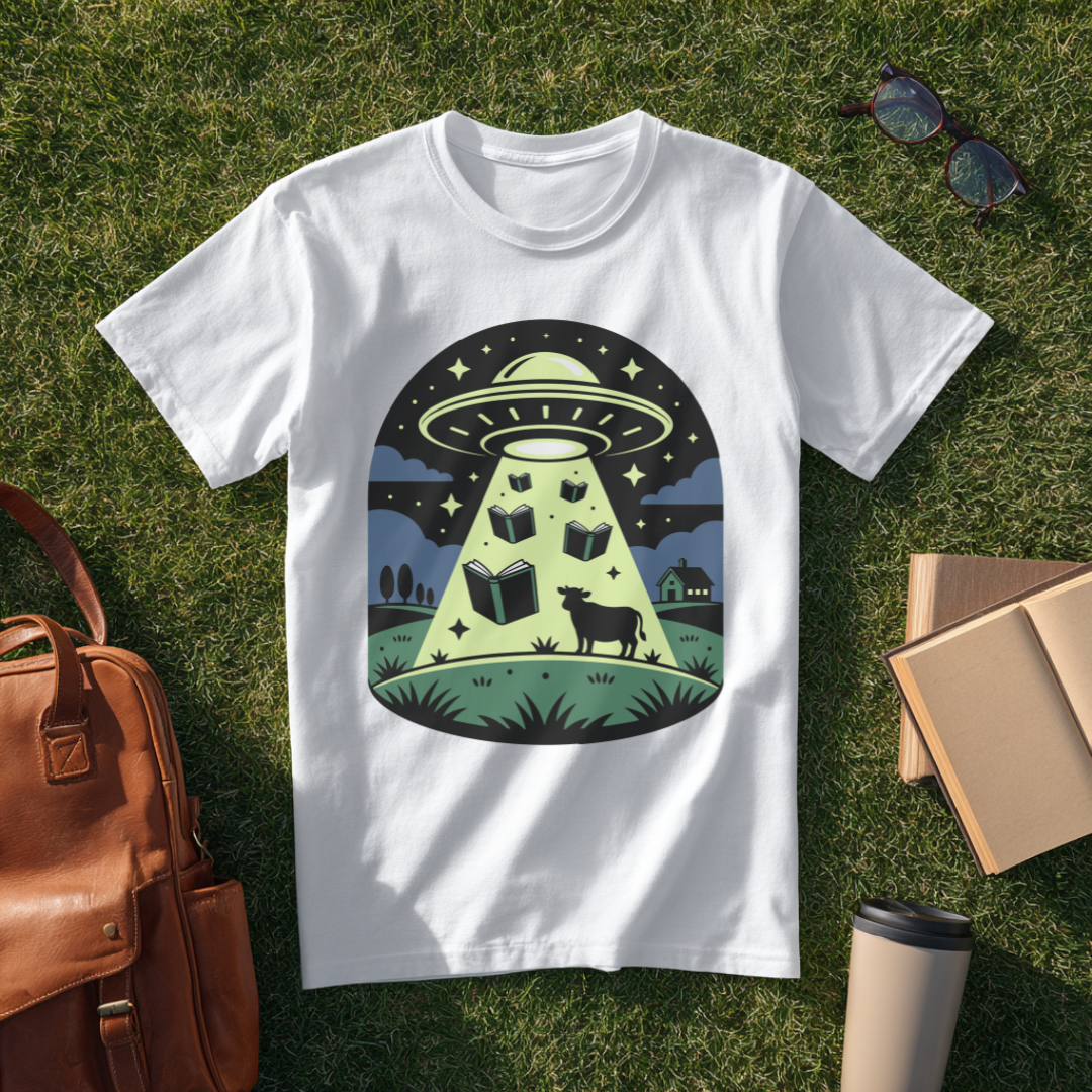 Bookish UFO Farm Scene T-Shirt