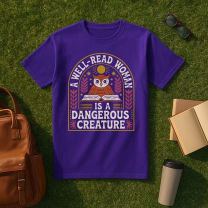 A Well-Read Woman is a Dangerous Creature Owl T-Shirt