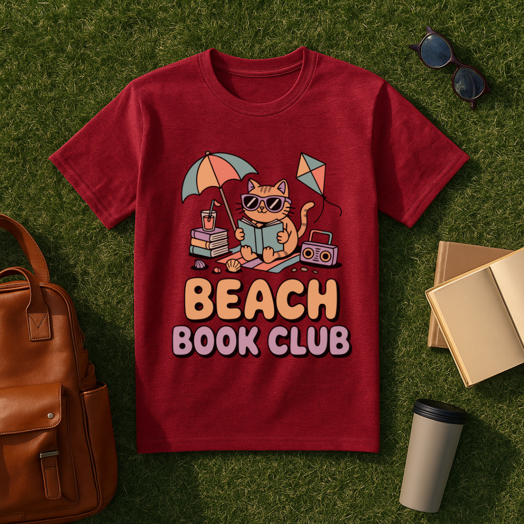 Beach Book Club Cat T-Shirt