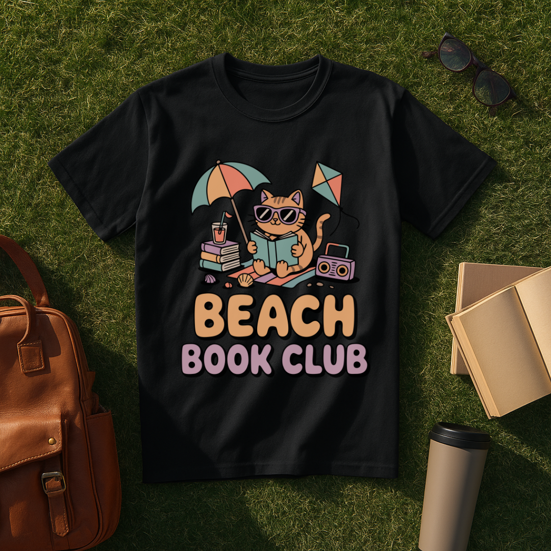 Beach Book Club Cat T-Shirt