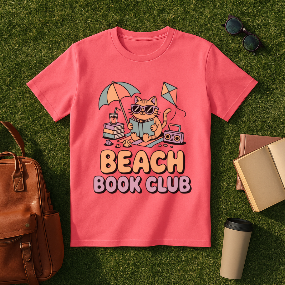 Beach Book Club Cat T-Shirt