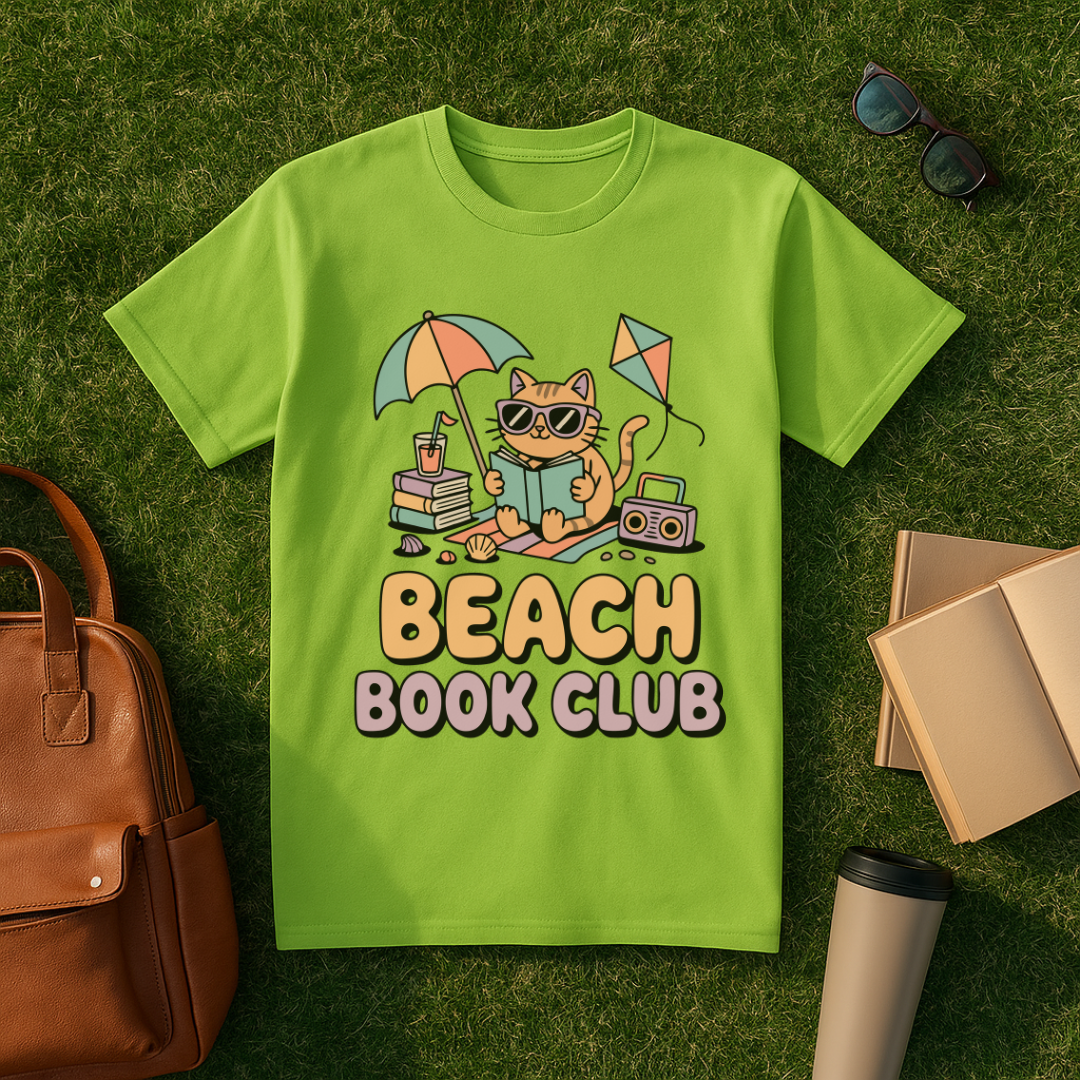 Beach Book Club Cat T-Shirt