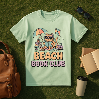 Beach Book Club Cat T-Shirt