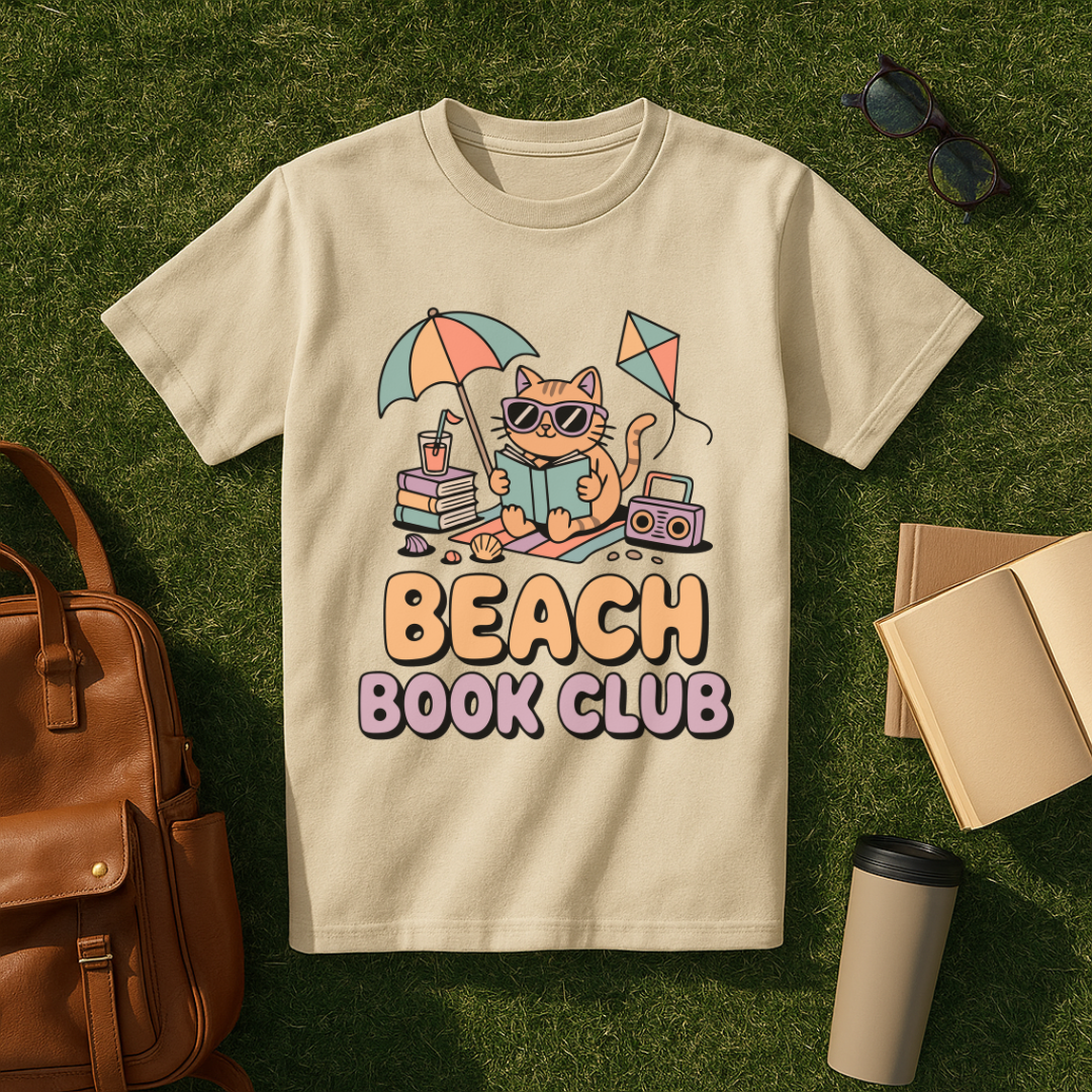Beach Book Club Cat T-Shirt