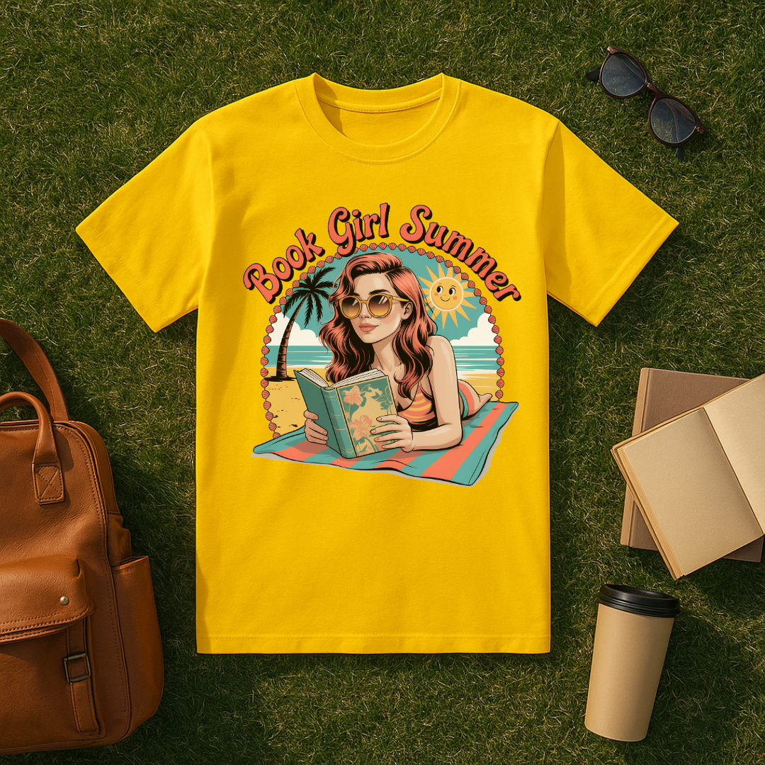 Book Girl Summer Postcard T-Shirt
