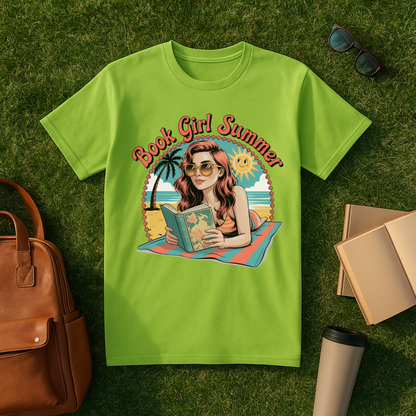 Book Girl Summer Postcard T-Shirt