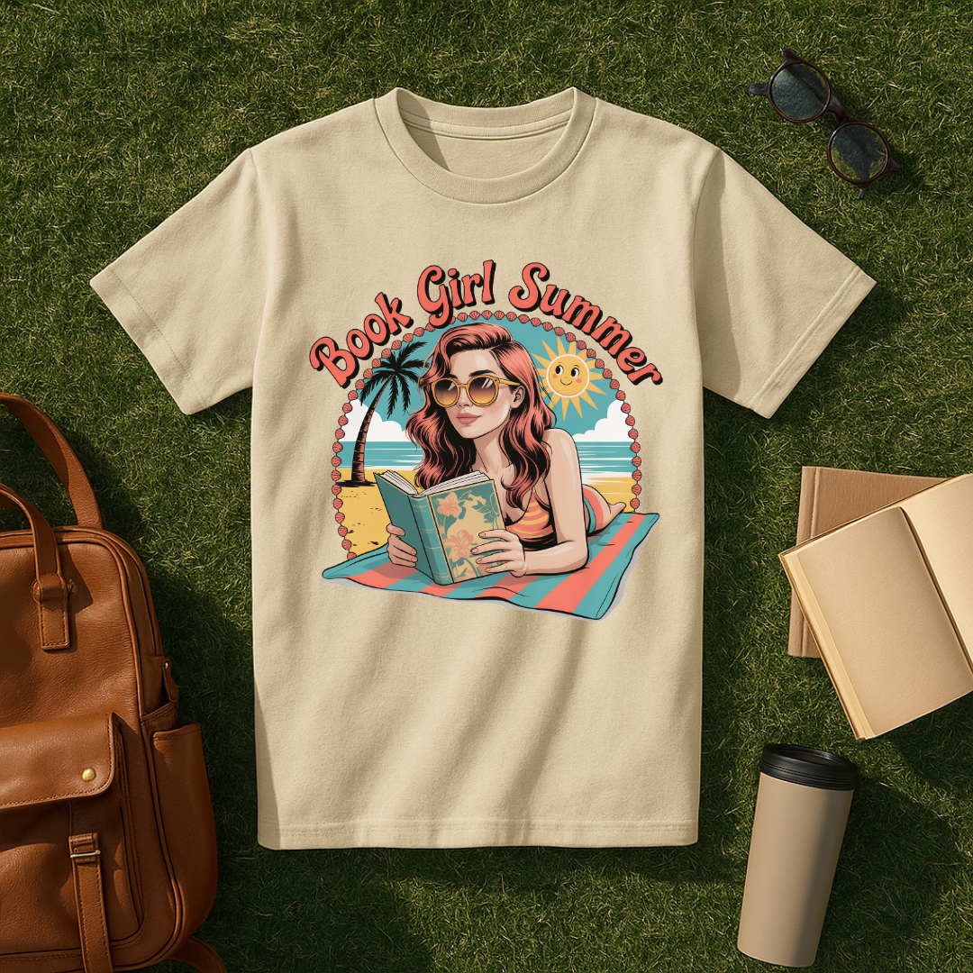 Book Girl Summer Postcard T-Shirt