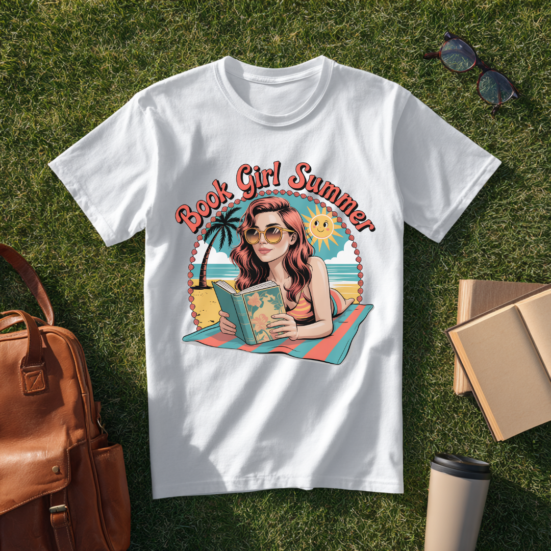 Book Girl Summer Postcard T-Shirt