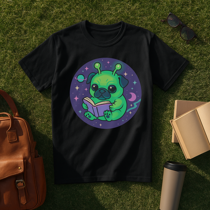 Bookish Alien Pug T-Shirt