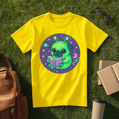 Bookish Alien Pug T-Shirt