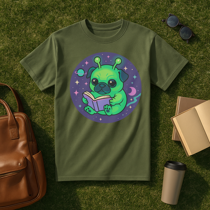 Bookish Alien Pug T-Shirt