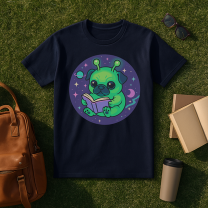 Bookish Alien Pug T-Shirt