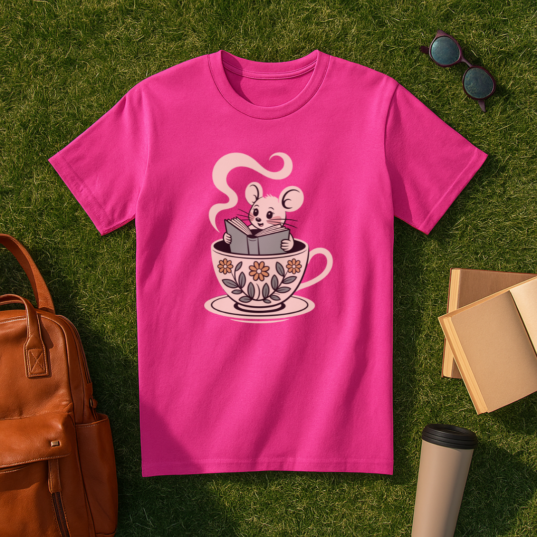 Bookish Teacup Mouse T-Shirt