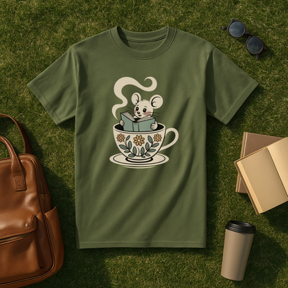 Bookish Teacup Mouse T-Shirt