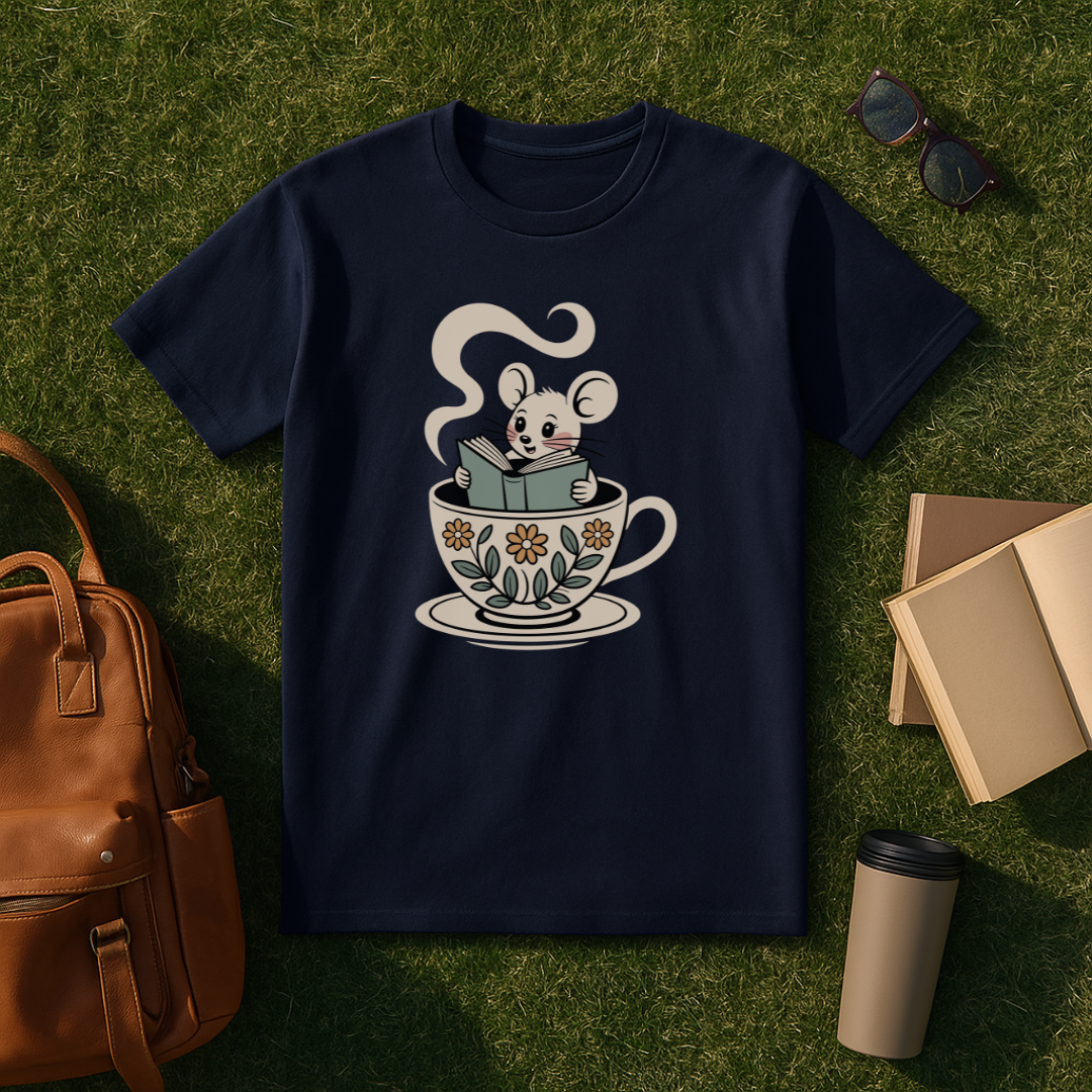 Bookish Teacup Mouse T-Shirt