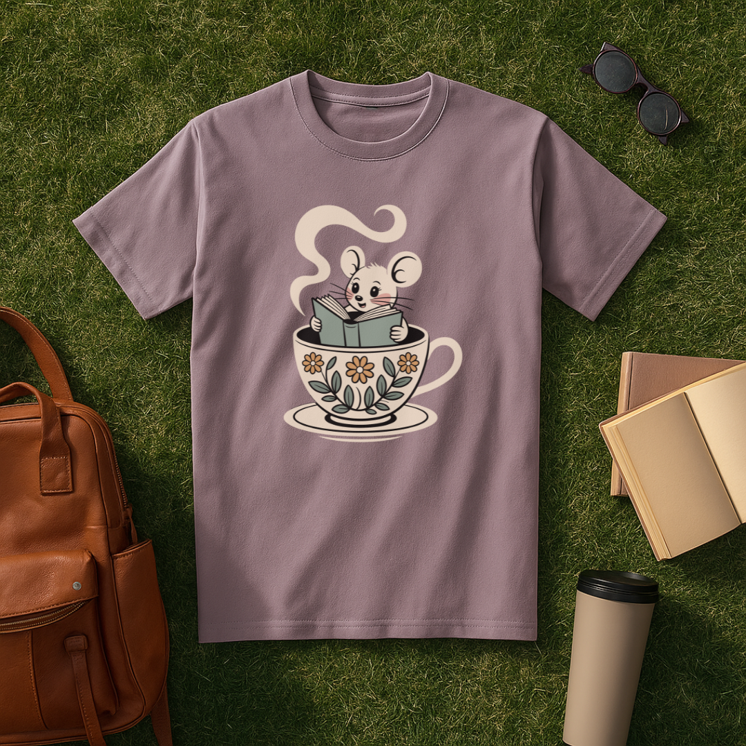 Bookish Teacup Mouse T-Shirt