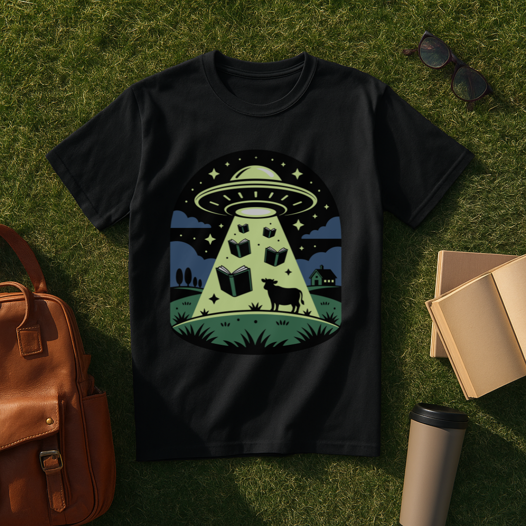 Bookish UFO Farm Scene T-Shirt