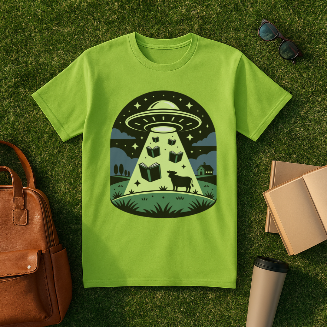 Bookish UFO Farm Scene T-Shirt