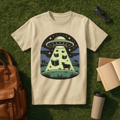 Bookish UFO Farm Scene T-Shirt