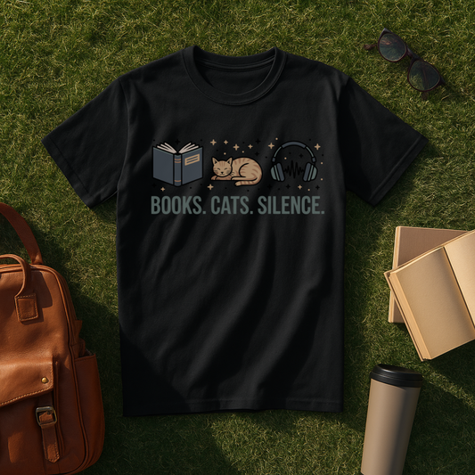 Books. Cats. Silence. T-Shirt