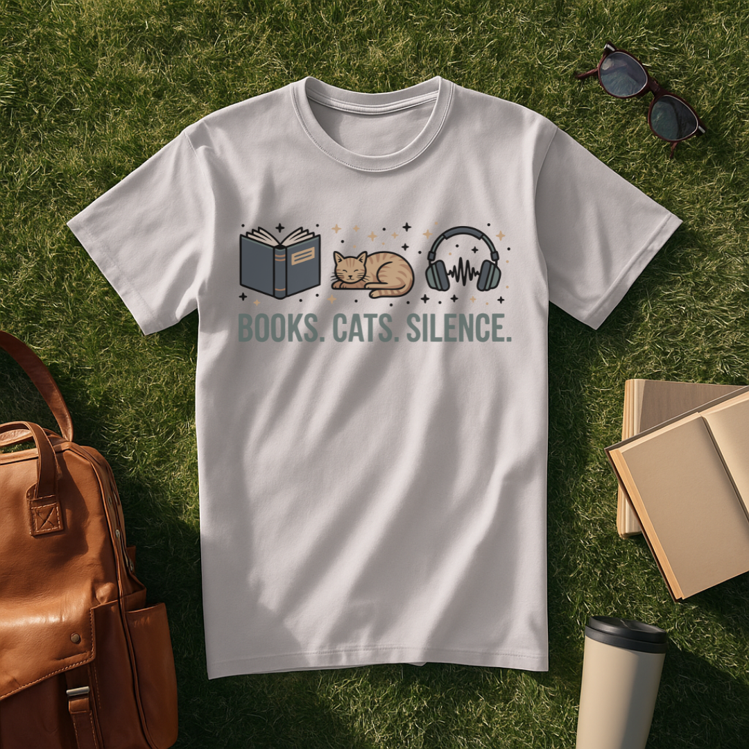 Books. Cats. Silence. T-Shirt