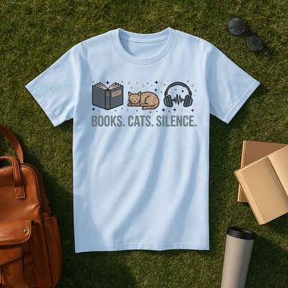 Books. Cats. Silence. T-Shirt