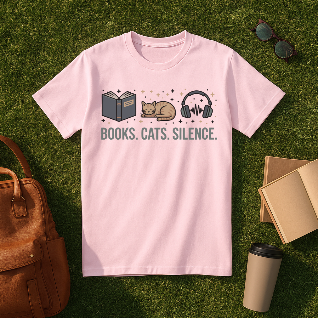 Books. Cats. Silence. T-Shirt