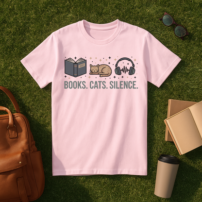 Books. Cats. Silence. T-Shirt