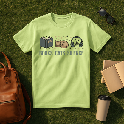 Books. Cats. Silence. T-Shirt