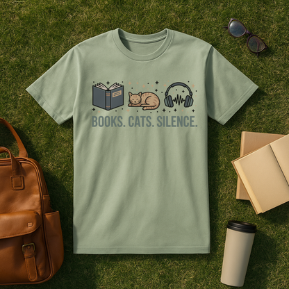 Books. Cats. Silence. T-Shirt