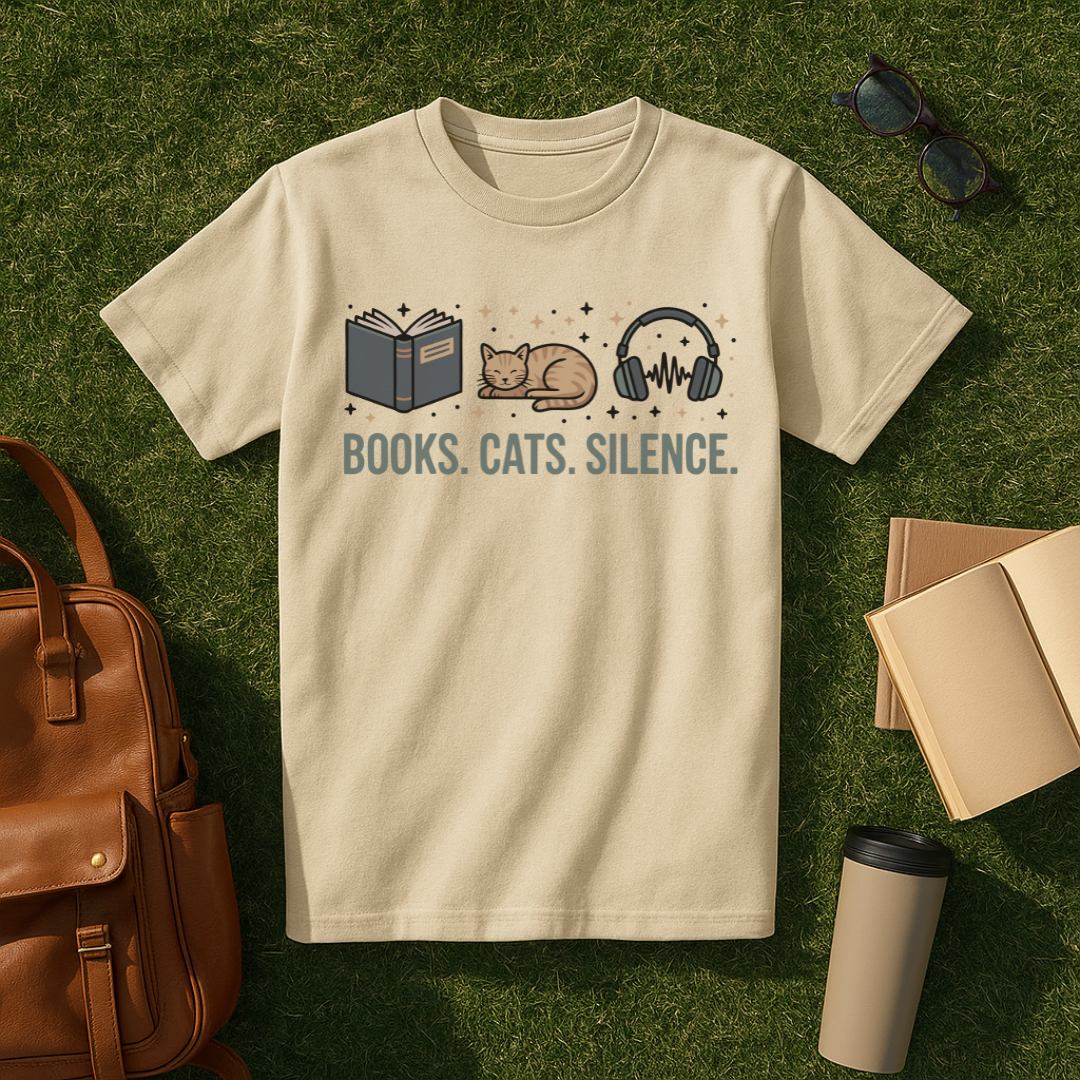 Books. Cats. Silence. T-Shirt