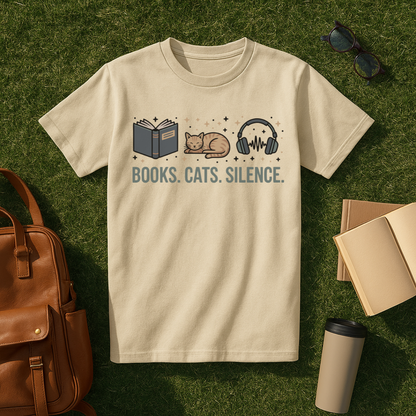 Books. Cats. Silence. T-Shirt