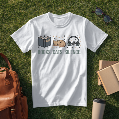 Books. Cats. Silence. T-Shirt