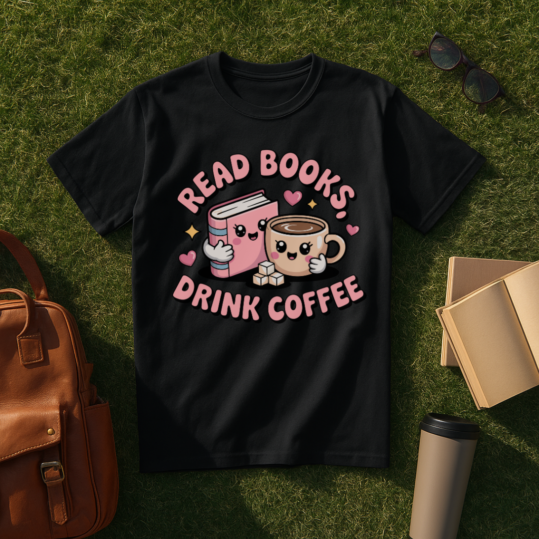 Kawaii Read Books, Drink Coffee T-Shirt