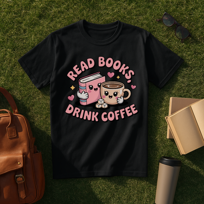 Kawaii Read Books, Drink Coffee T-Shirt
