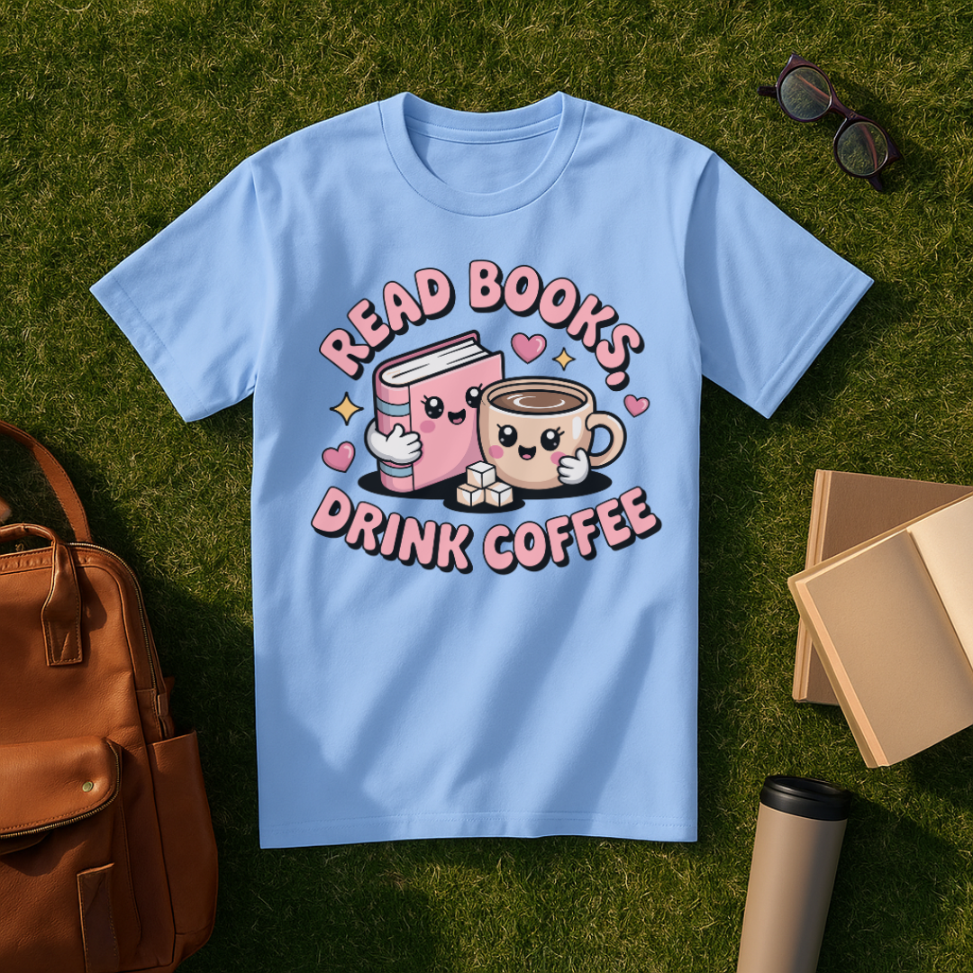 Kawaii Read Books, Drink Coffee T-Shirt