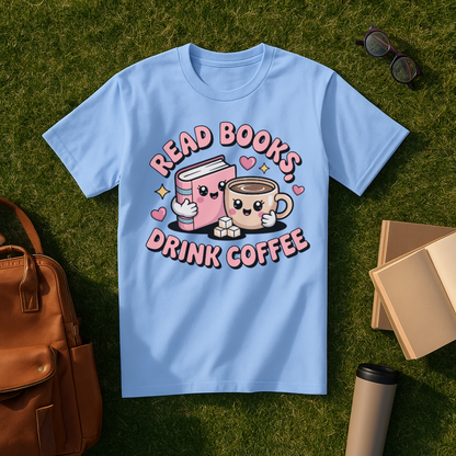 Kawaii Read Books, Drink Coffee T-Shirt