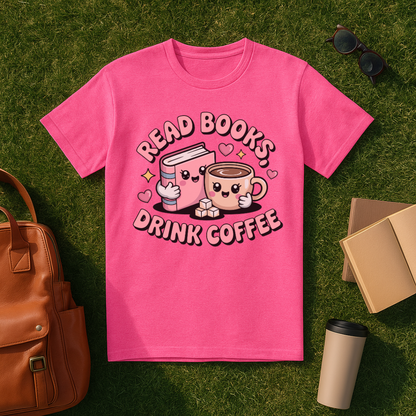 Kawaii Read Books, Drink Coffee T-Shirt