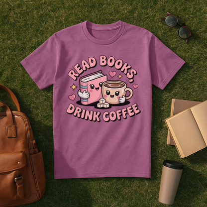 Kawaii Read Books, Drink Coffee T-Shirt