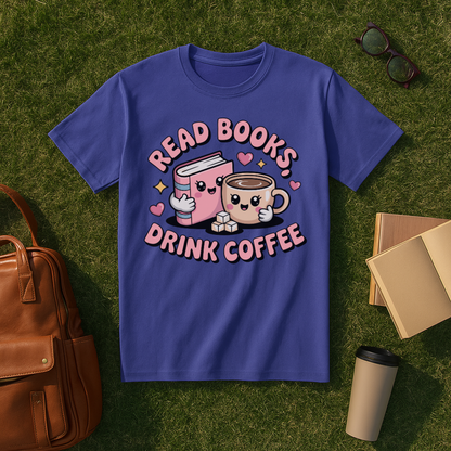 Kawaii Read Books, Drink Coffee T-Shirt