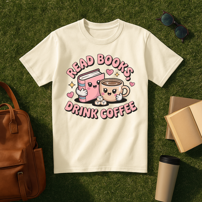 Kawaii Read Books, Drink Coffee T-Shirt