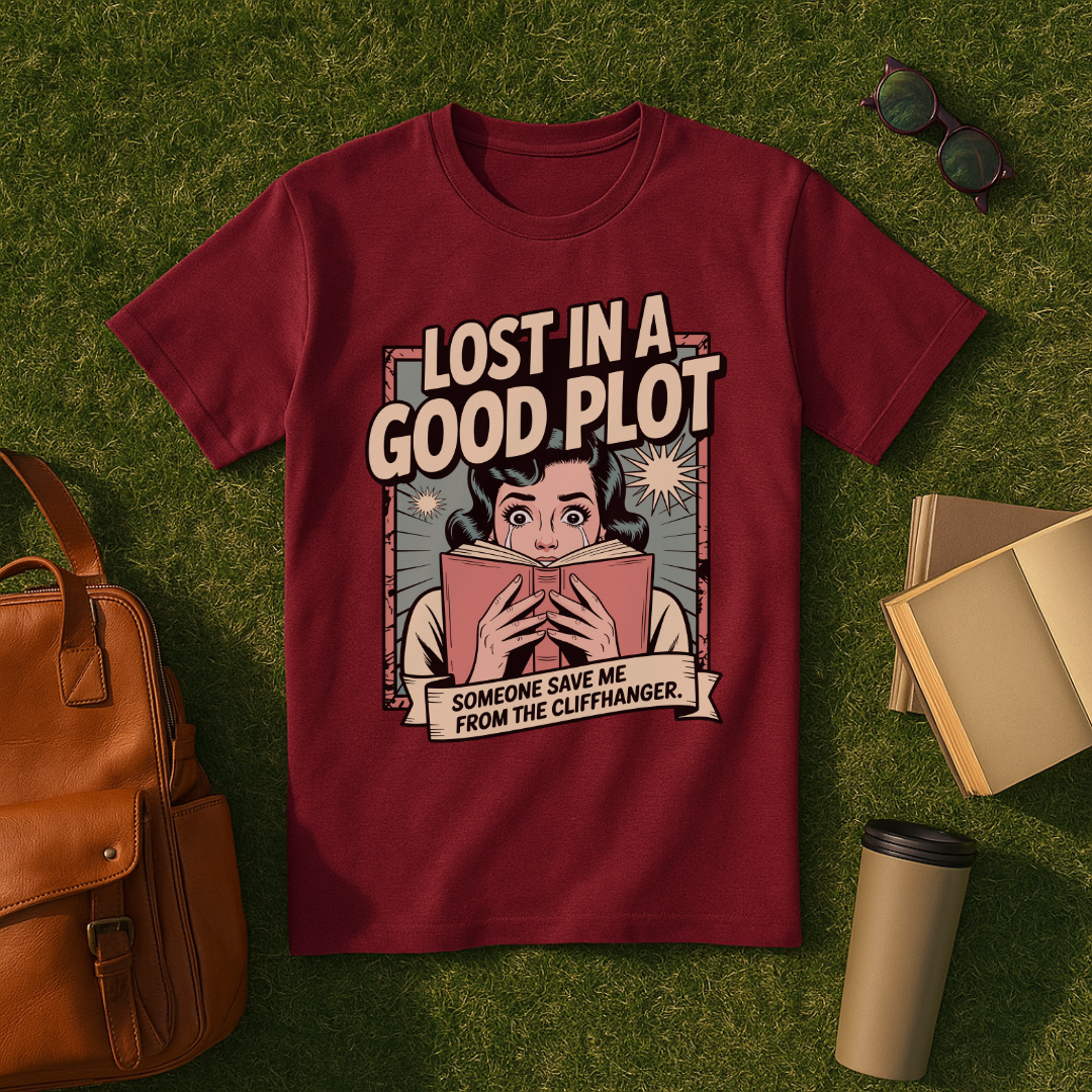 Lost in a Good Plot Comic Book T-Shirt