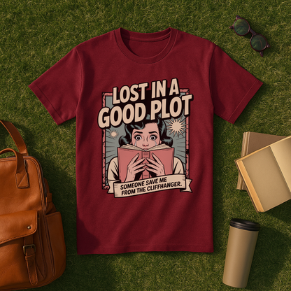 Lost in a Good Plot Comic Book T-Shirt