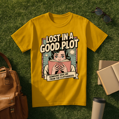 Lost in a Good Plot Comic Book T-Shirt