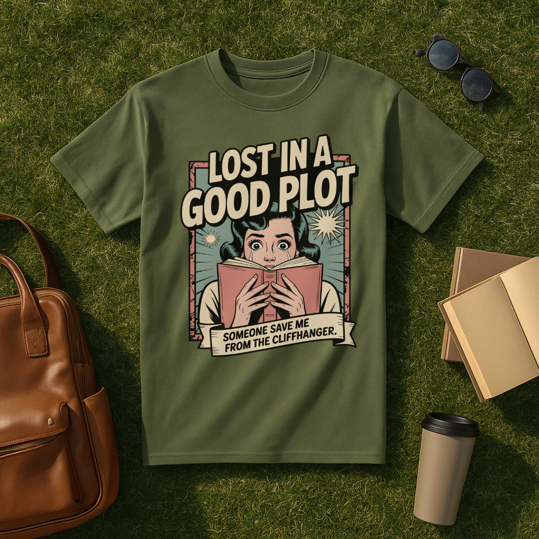 Lost in a Good Plot Comic Book T-Shirt