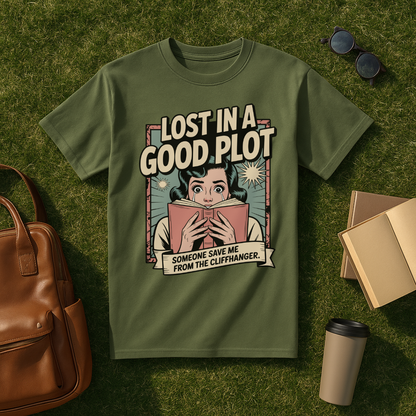 Lost in a Good Plot Comic Book T-Shirt