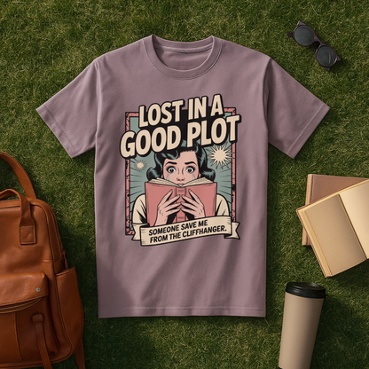 Lost in a Good Plot Comic Book T-Shirt