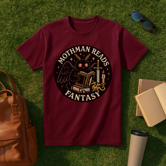 Mothman Reads Fantasy T-Shirt