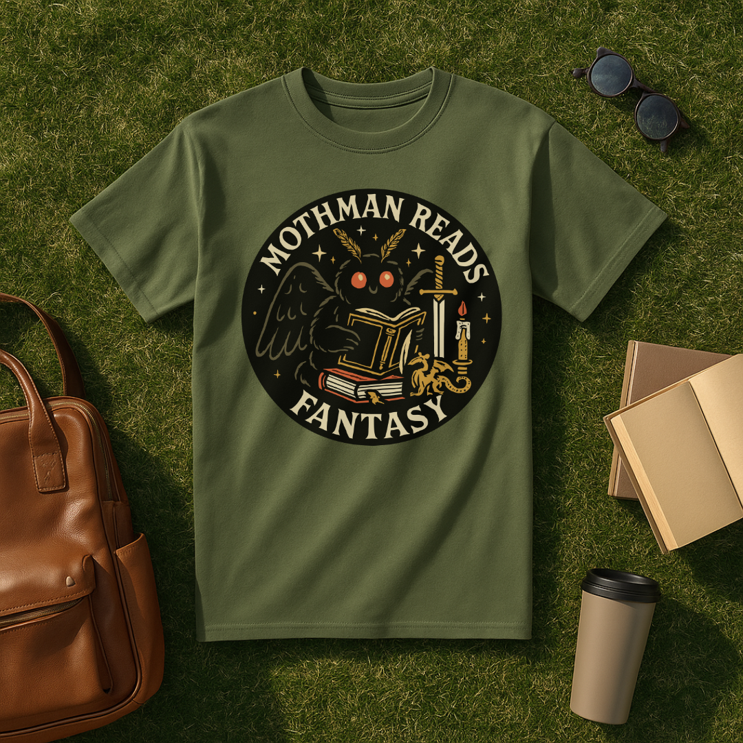 Mothman Reads Fantasy T-Shirt